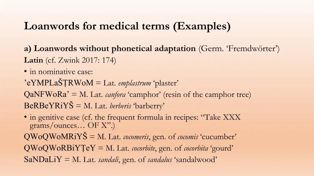 loanwords for medical terms examples