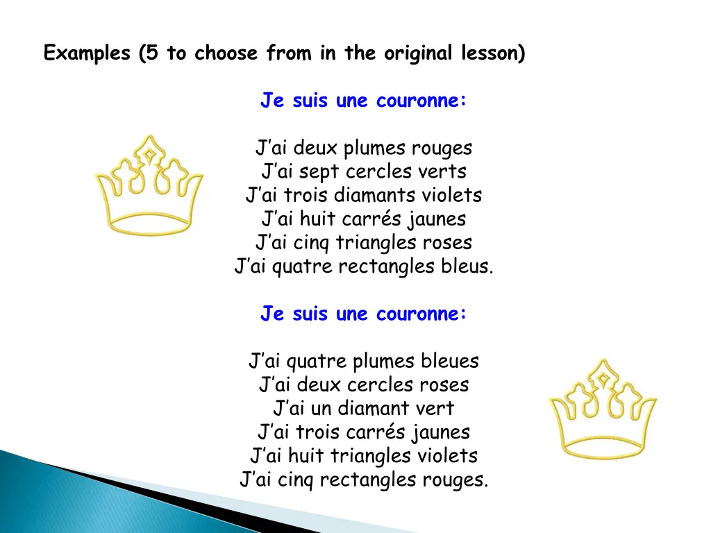 examples 5 to choose from in the original lesson