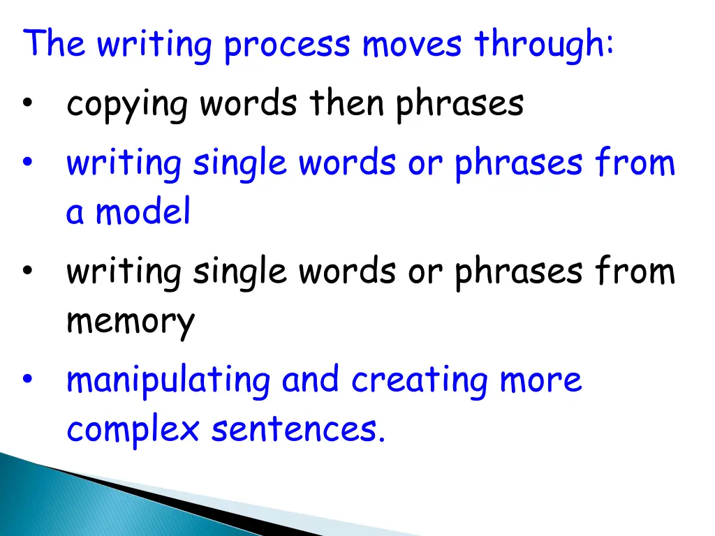 the writing process moves through copying words