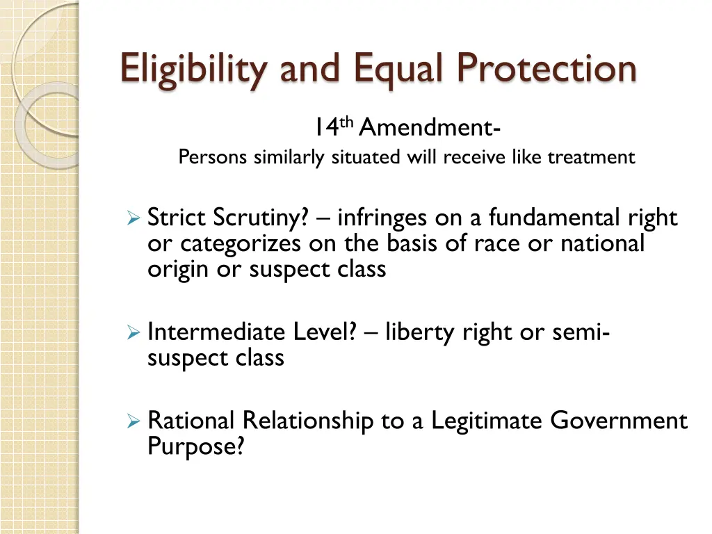 eligibility and equal protection