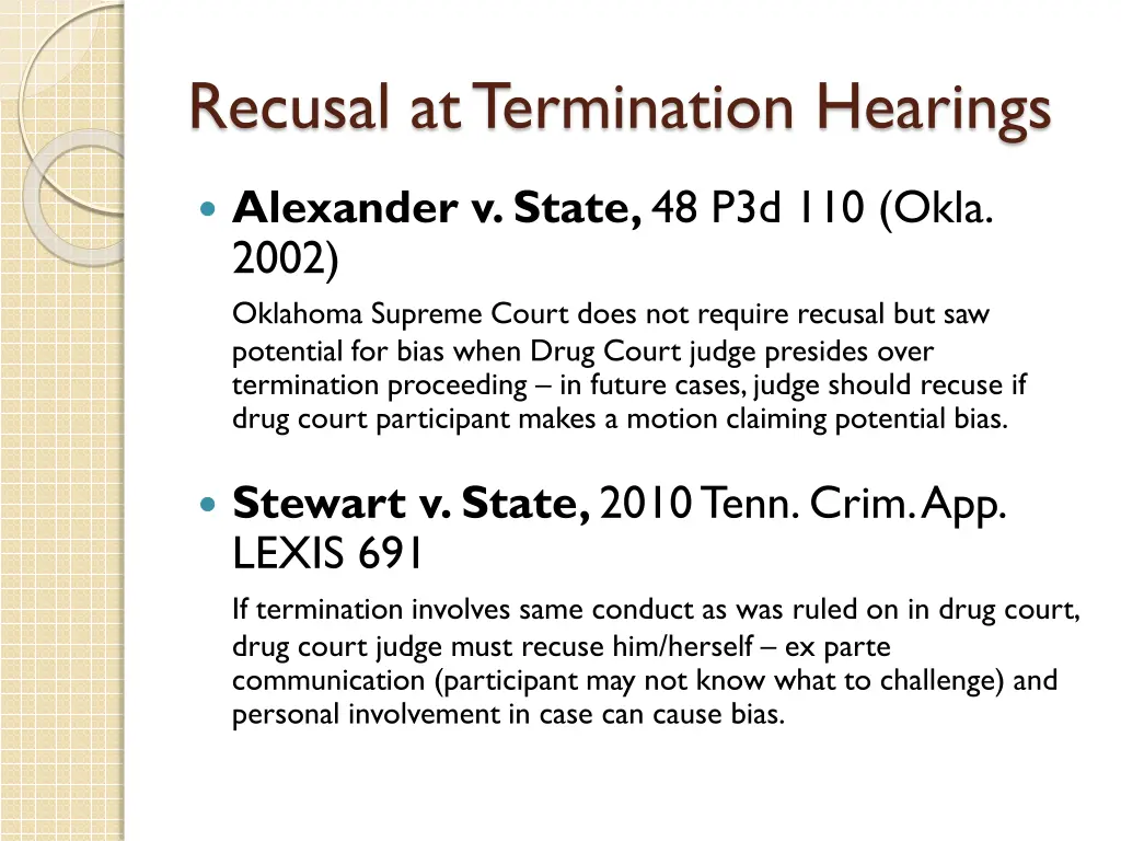 recusal at termination hearings