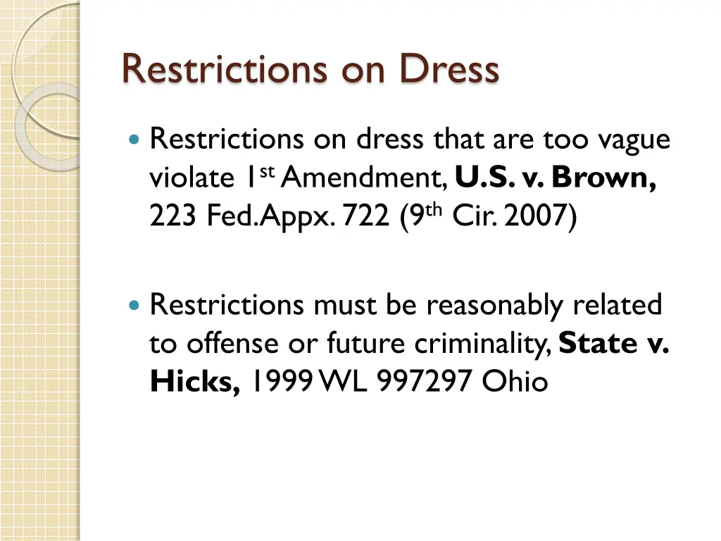 restrictions on dress