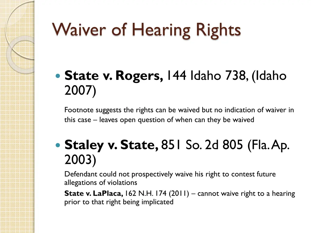 waiver of hearing rights