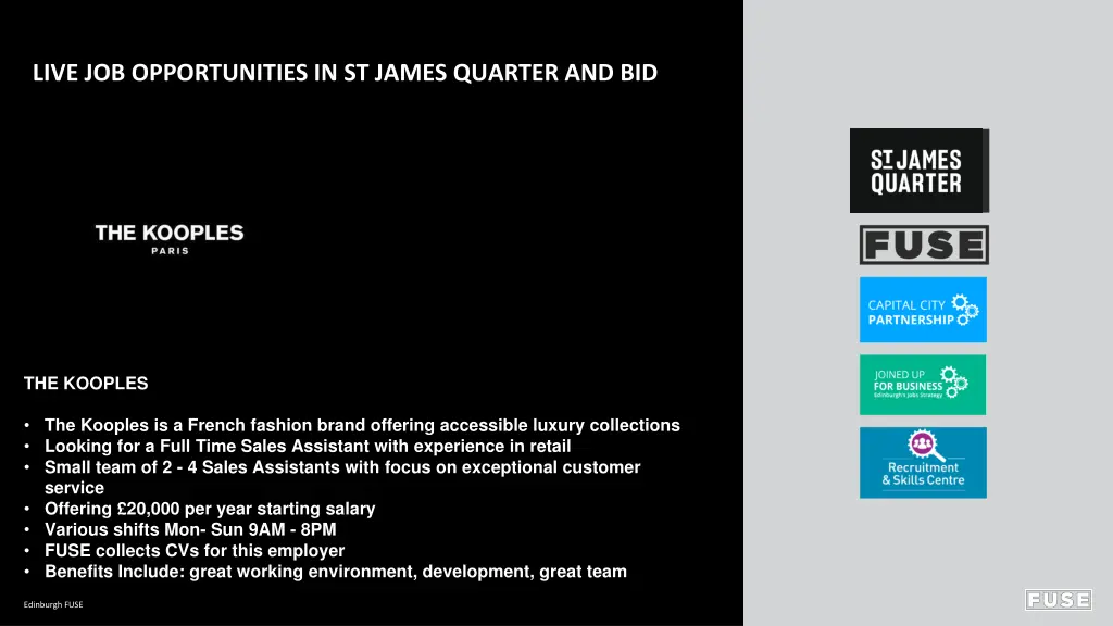 live job opportunities in st james quarter and bid 4