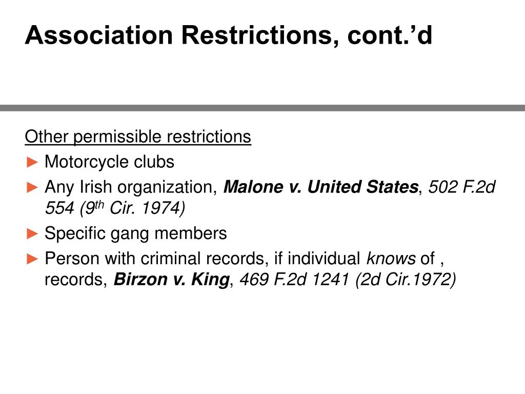 association restrictions cont d