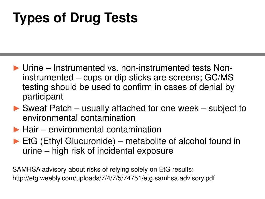 types of drug tests