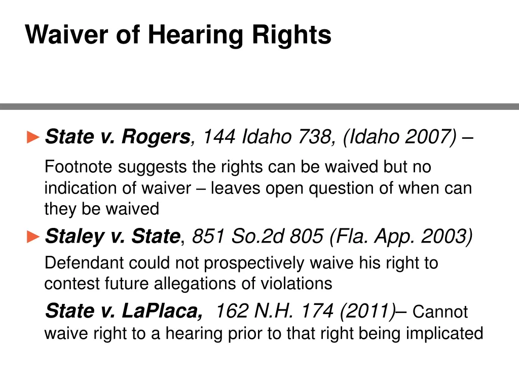 waiver of hearing rights