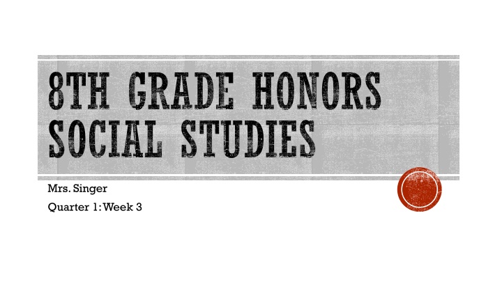 8th grade honors social studies