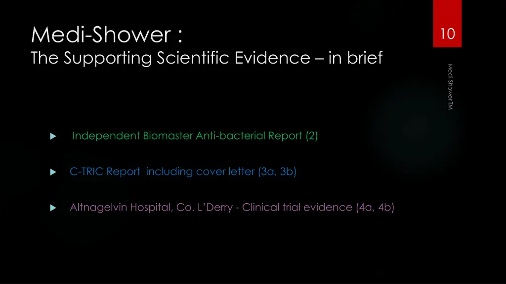 medi shower the supporting scientific evidence