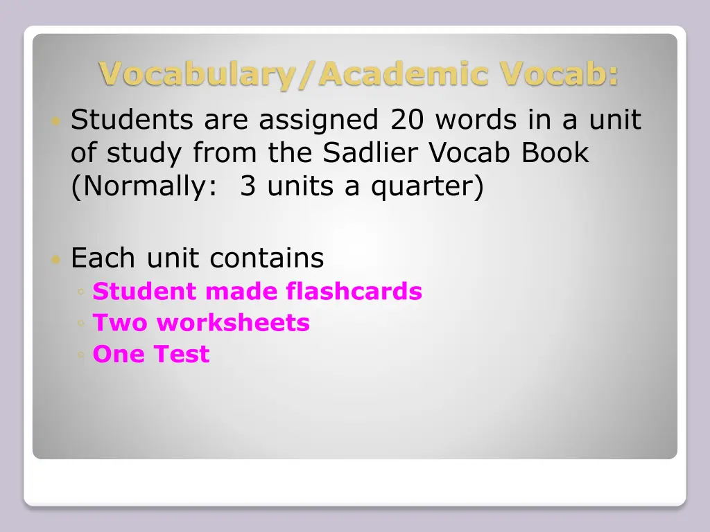 vocabulary academic vocab students are assigned