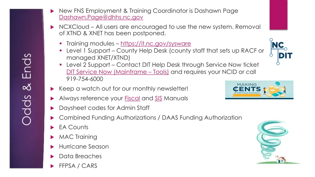 new fns employment training coordinator