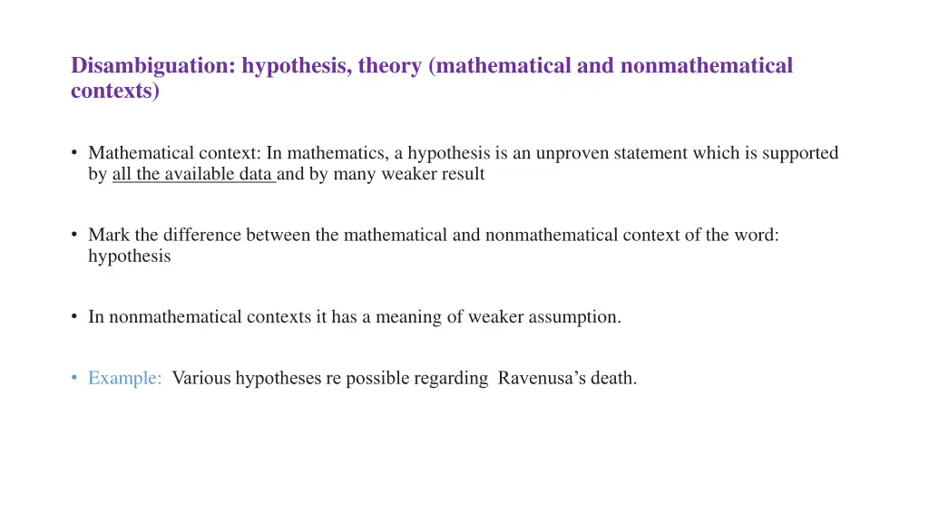 disambiguation hypothesis theory mathematical