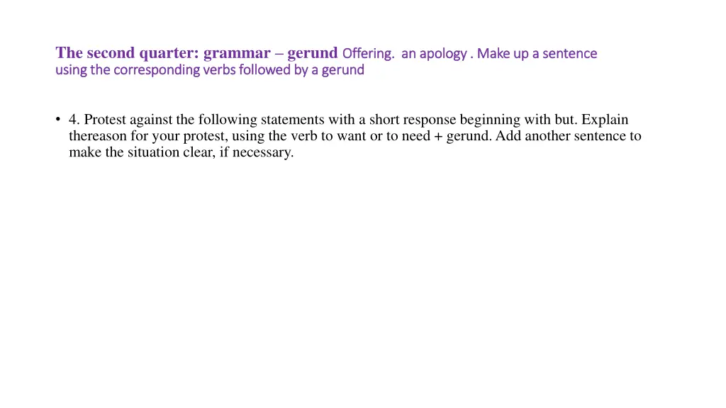 the second quarter grammar gerund o offer using 2