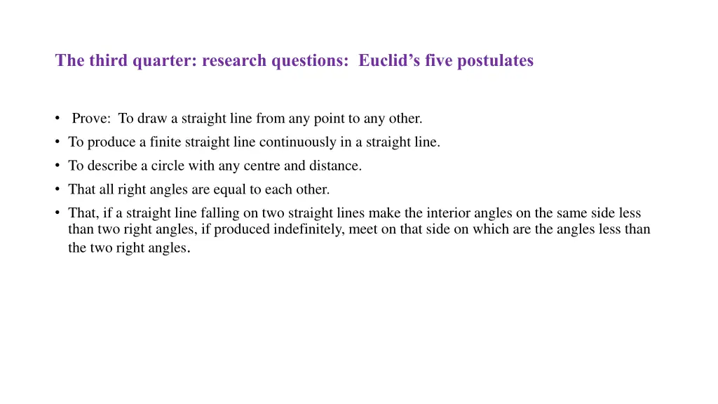 the third quarter research questions euclid