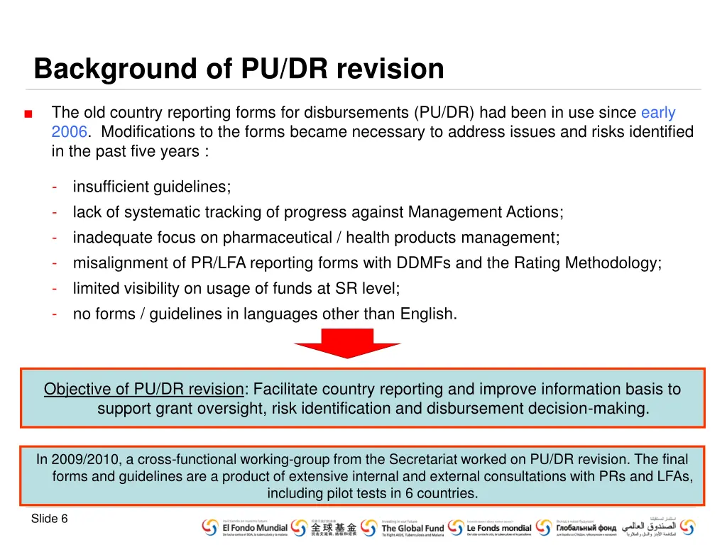 background of pu dr revision