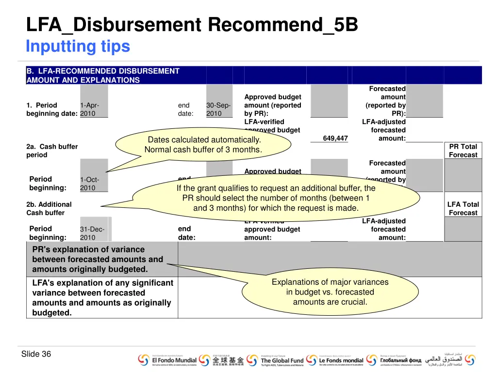 lfa disbursement recommend 5b inputting tips