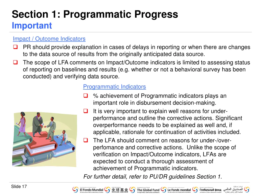 section 1 programmatic progress important