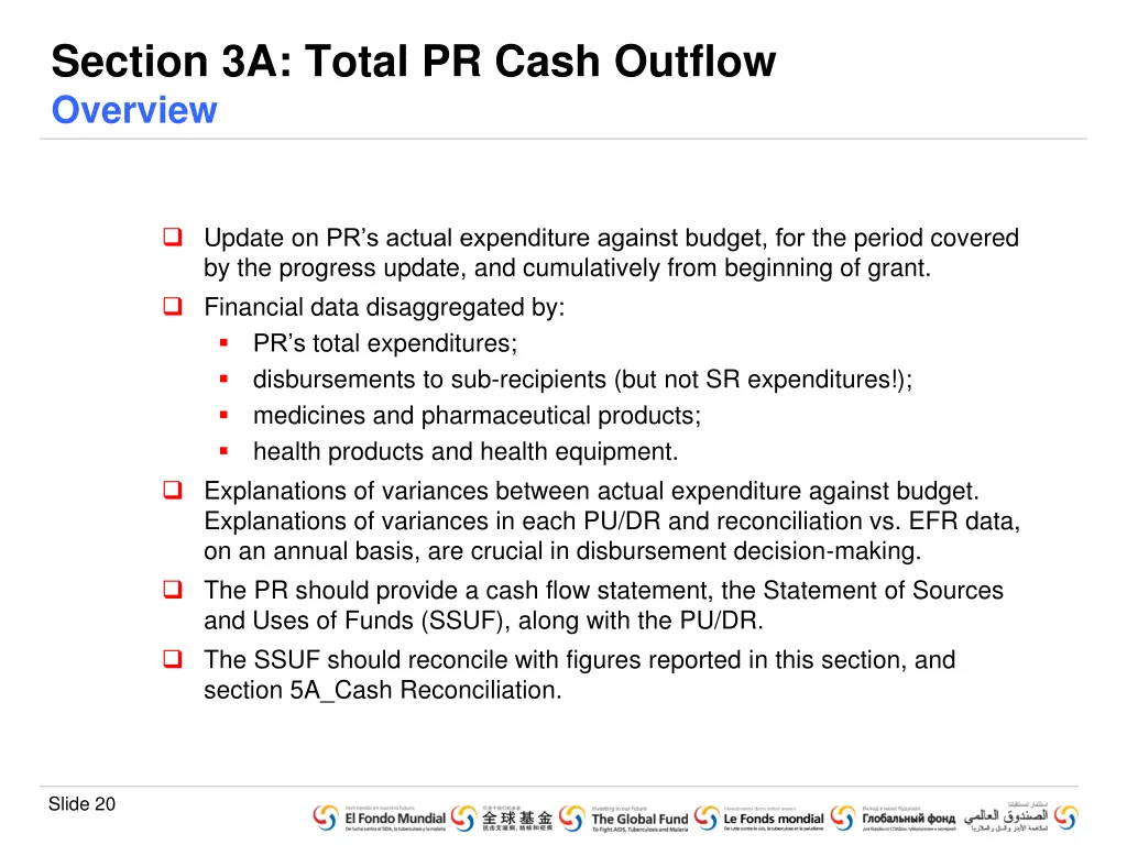 section 3a total pr cash outflow overview