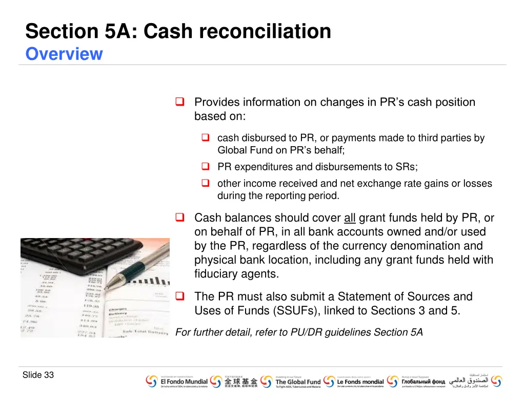 section 5a cash reconciliation overview