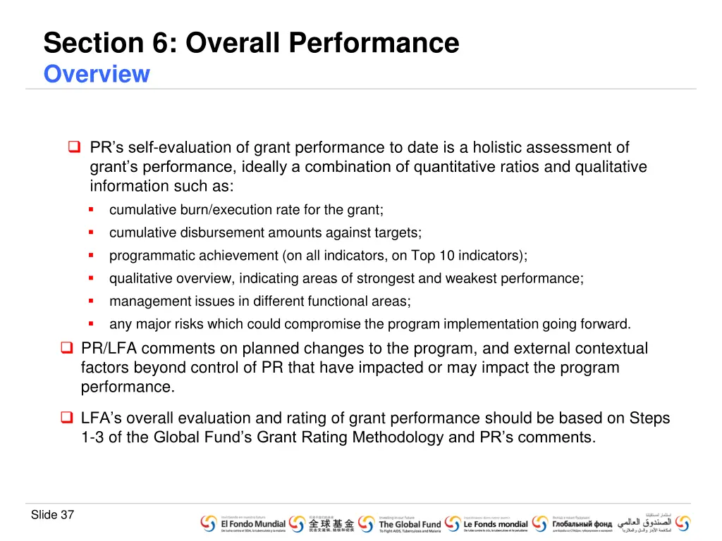 section 6 overall performance overview