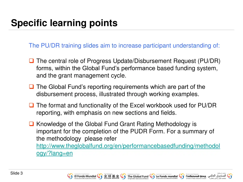 specific learning points