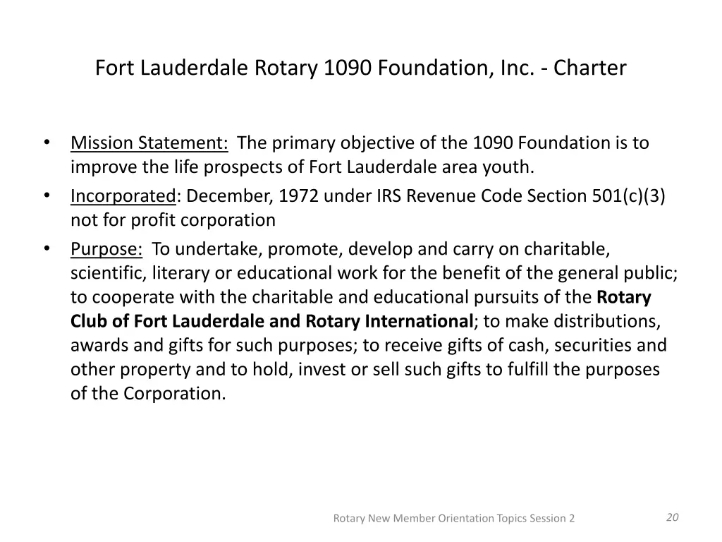 fort lauderdale rotary 1090 foundation inc charter