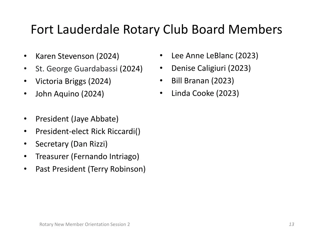 fort lauderdale rotary club board members