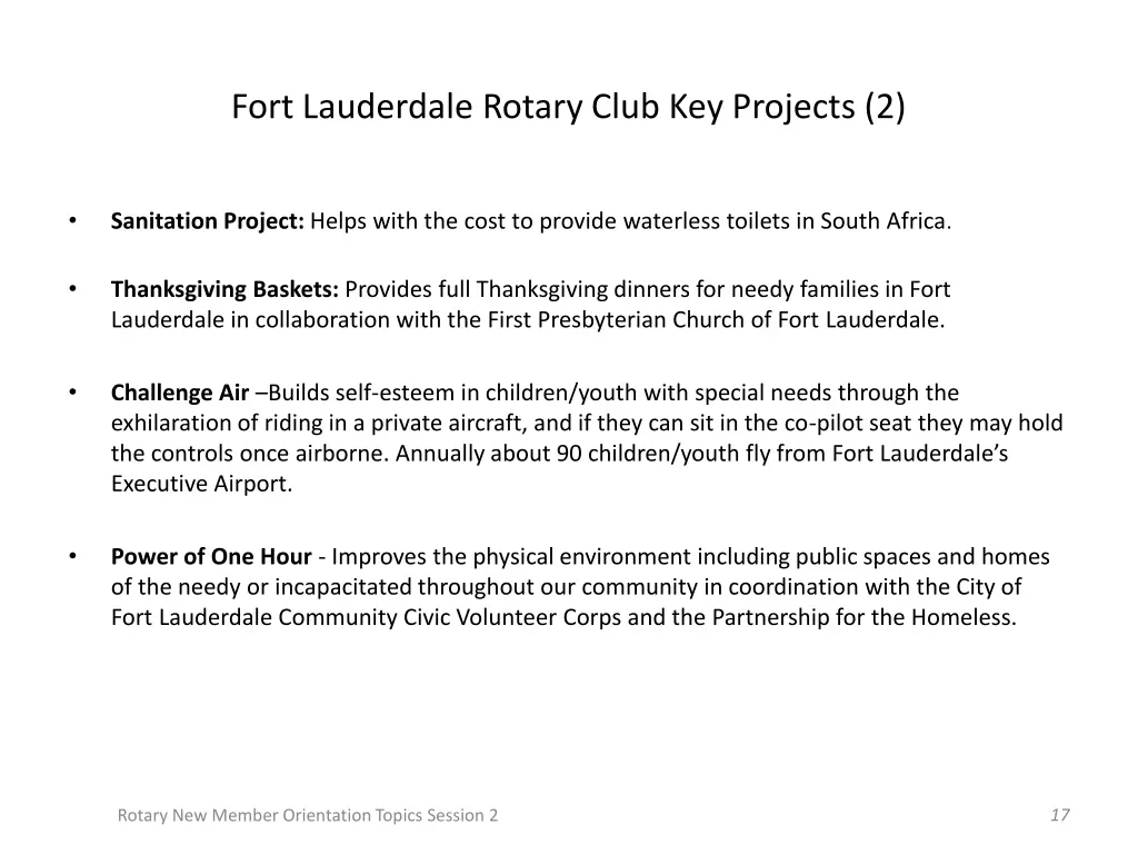 fort lauderdale rotary club key projects 2