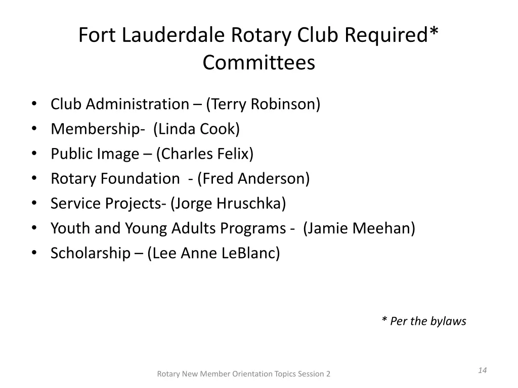 fort lauderdale rotary club required committees