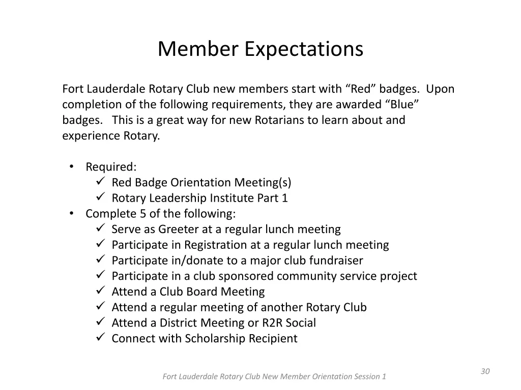 member expectations