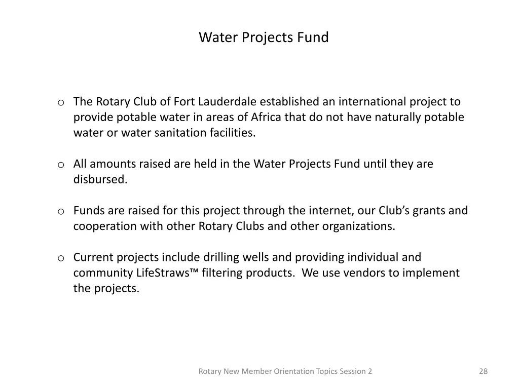 water projects fund