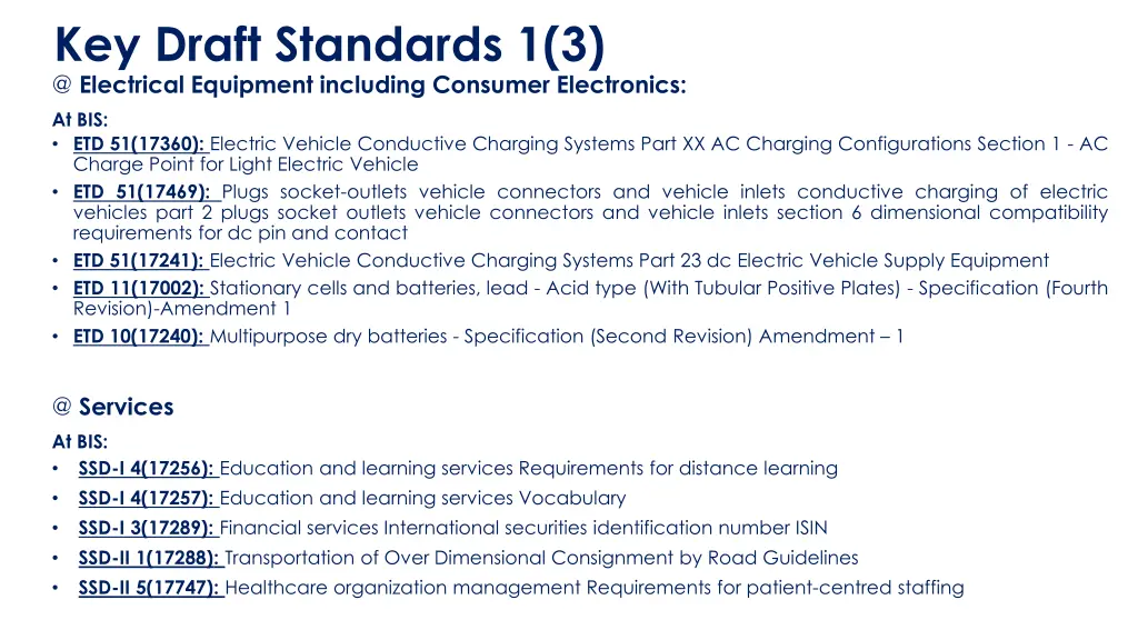 key draft standards 1 3 @ electrical equipment