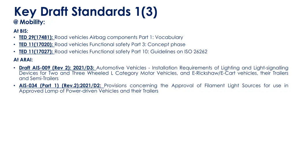 key draft standards 1 3 @ mobility