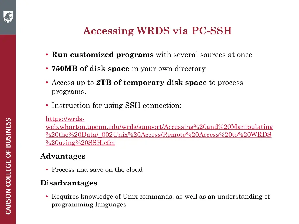 accessing wrds via pc ssh