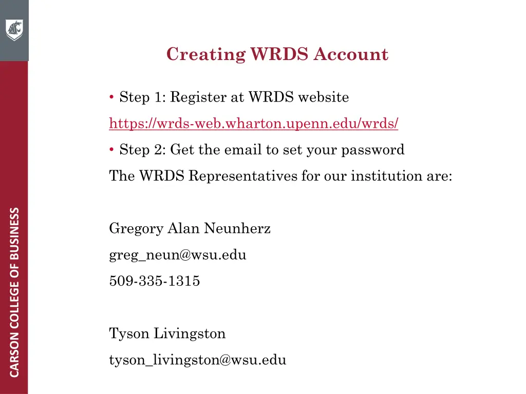 creating wrds account