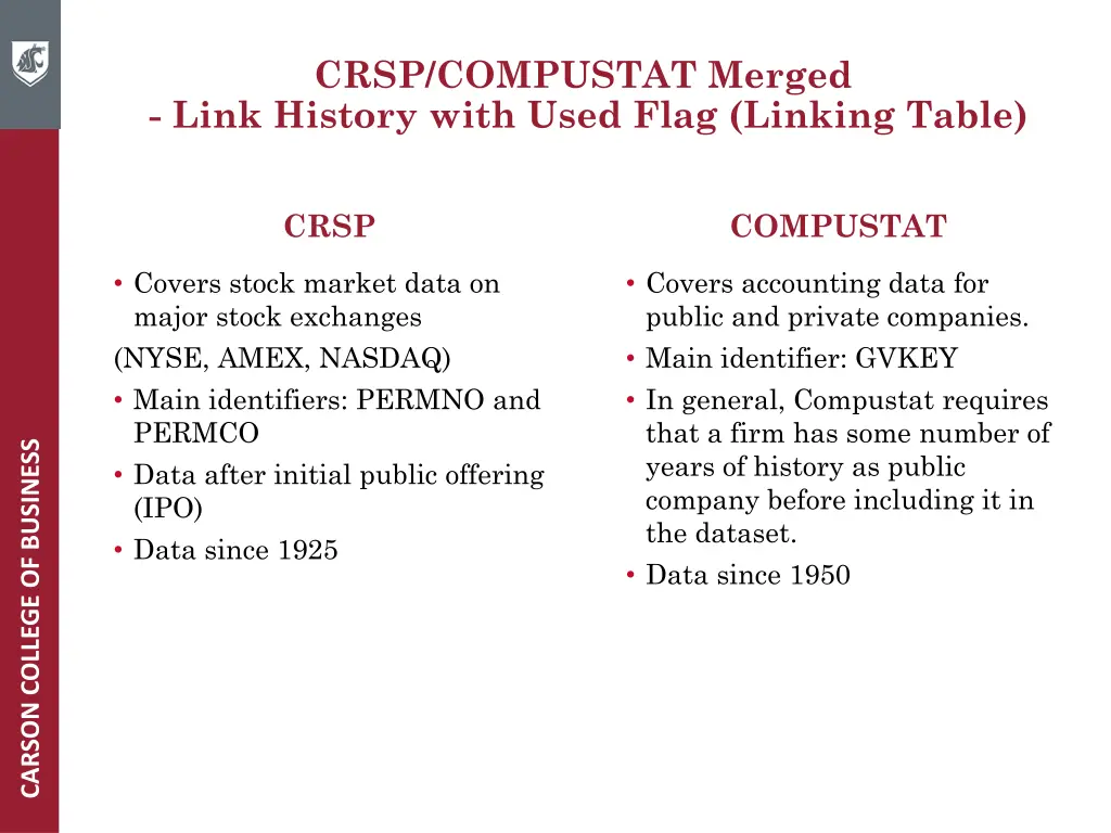 crsp compustat merged link history with used flag