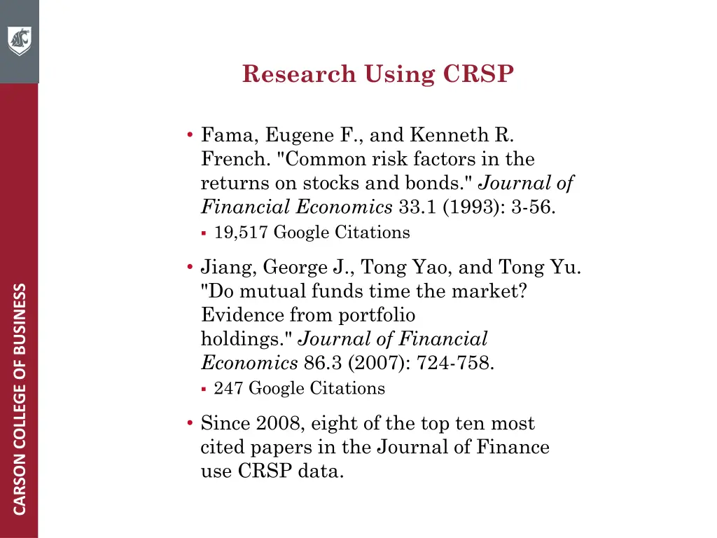 research using crsp