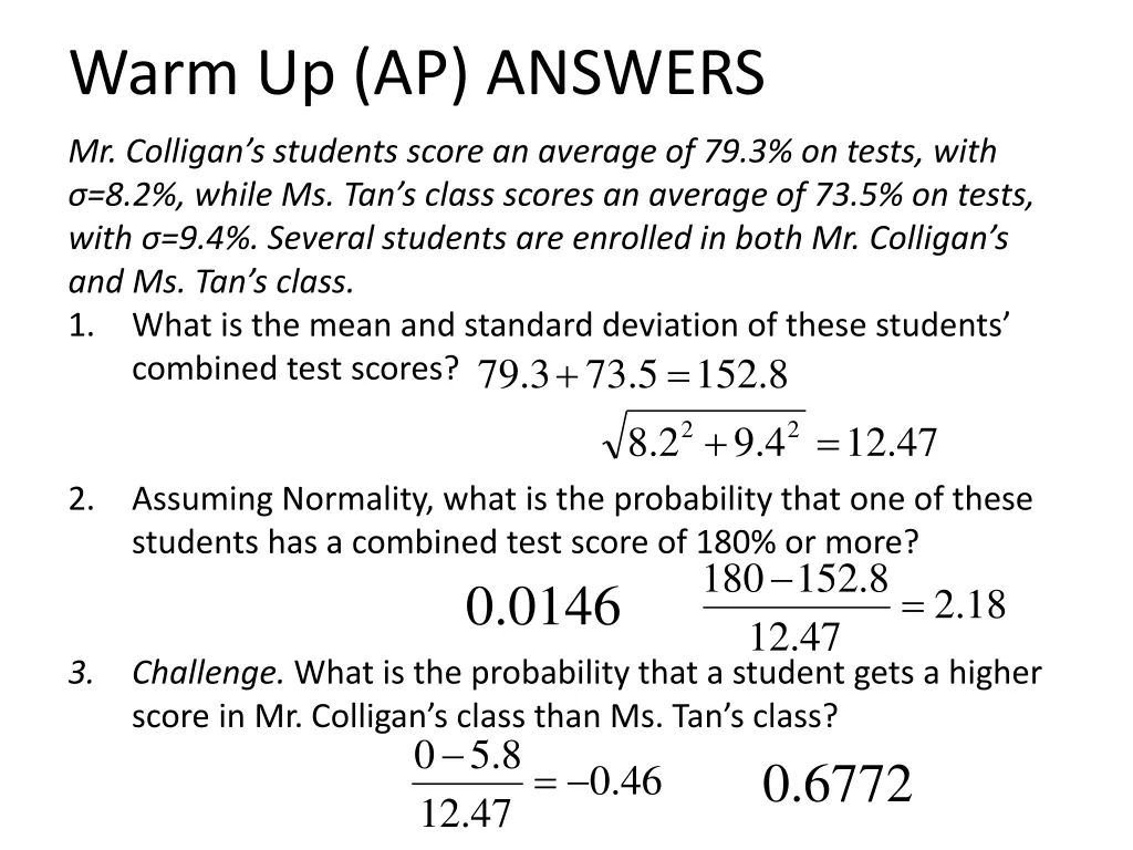 warm up ap answers