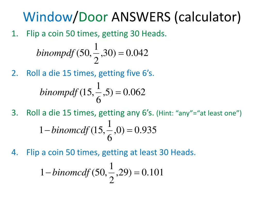 window door answers calculator 1 flip a coin