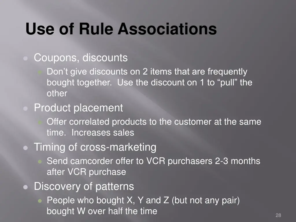 use of rule associations