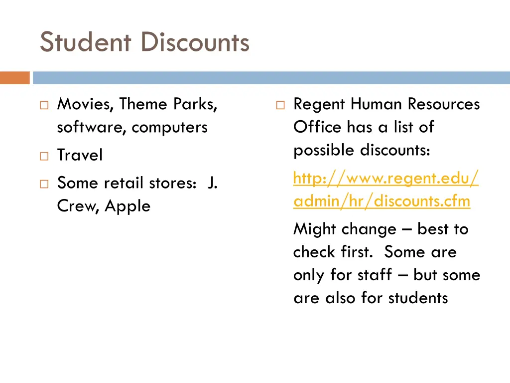 student discounts