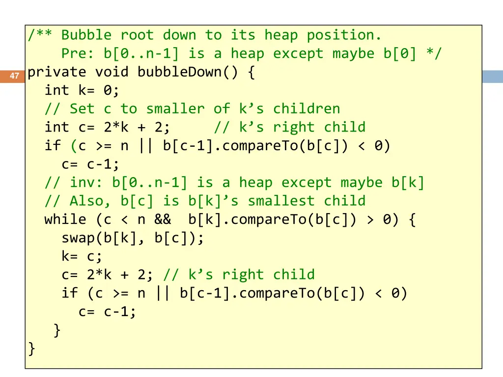 bubble root down to its heap position