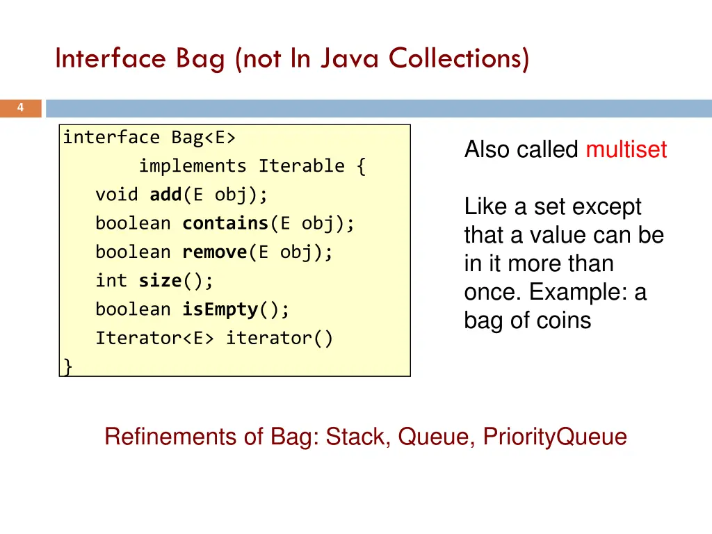 interface bag not in java collections