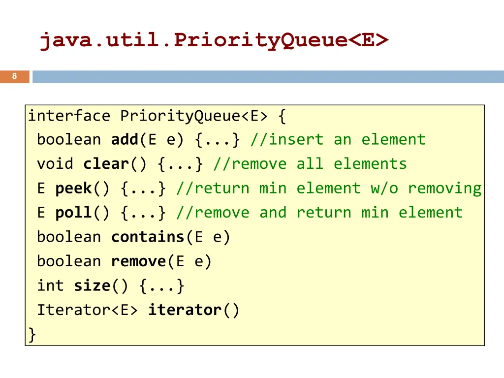 java util priorityqueue e