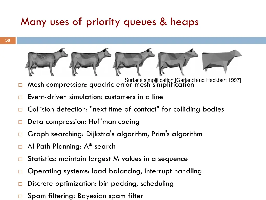 many uses of priority queues heaps