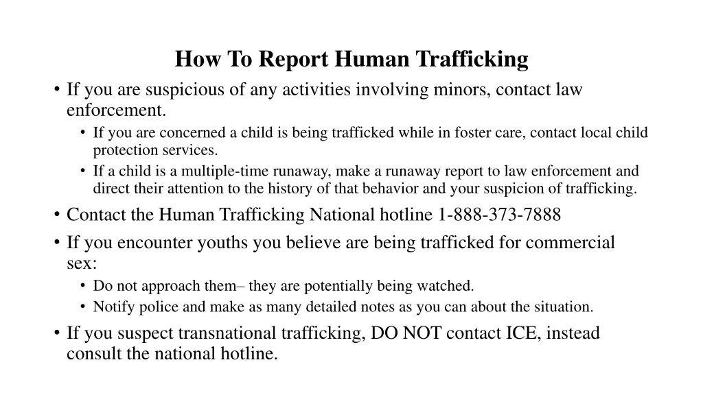 how to report human trafficking