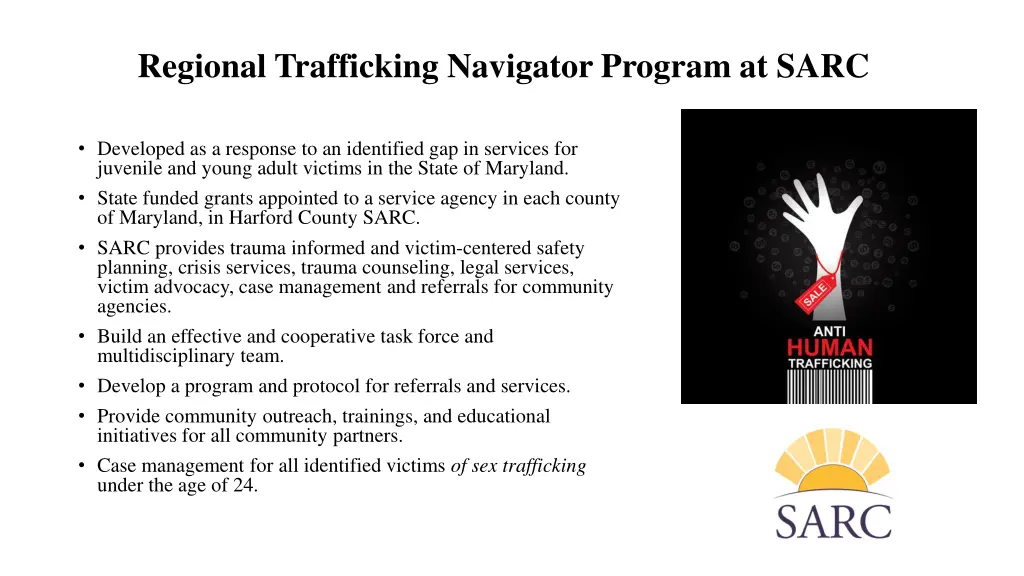 regional trafficking navigator program at sarc