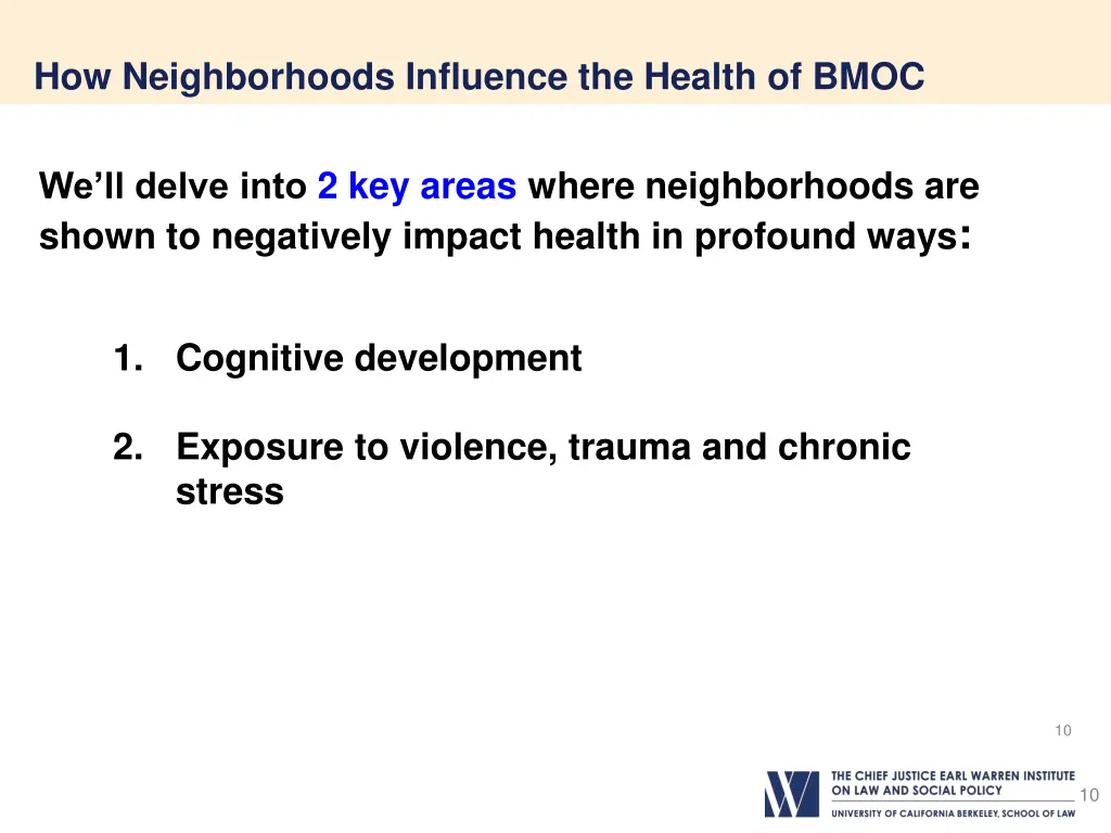 how neighborhoods influence the health of bmoc