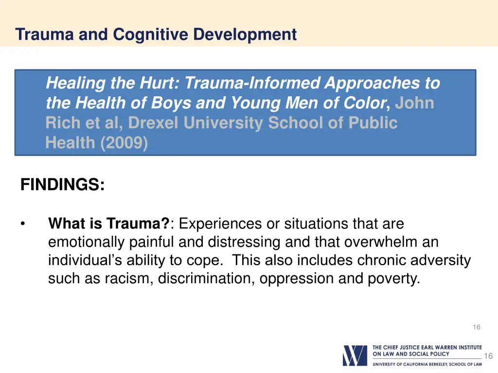 trauma and cognitive development