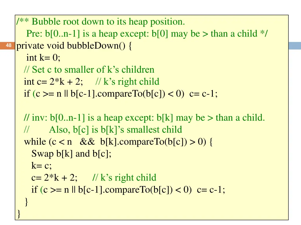 bubble root down to its heap position